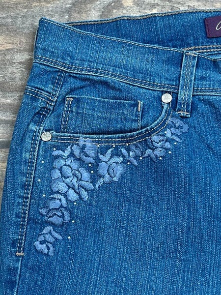 Gloria Vanderbilt Amanda Embroidered Denim Skimmer Pants - Women's