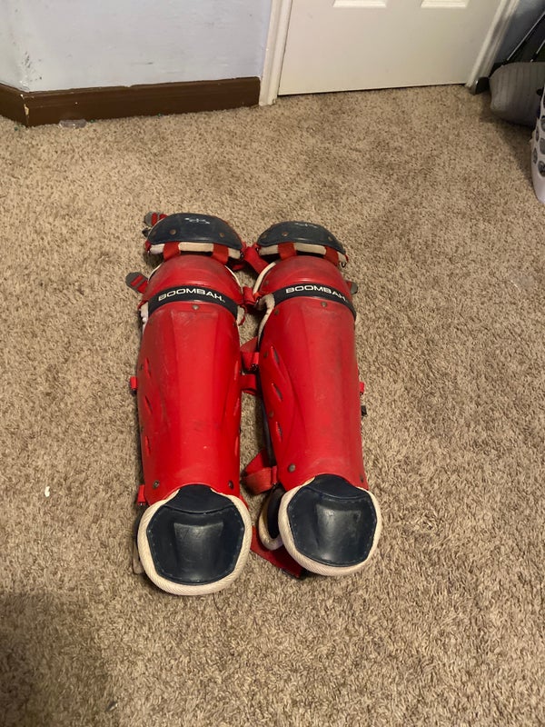 Nike catchers leg guards red gray