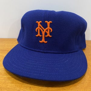 New York Mets Hat Fitted 7 1/2 Cap New Era Leather MLB Vintage 80s 90s NYM USA
