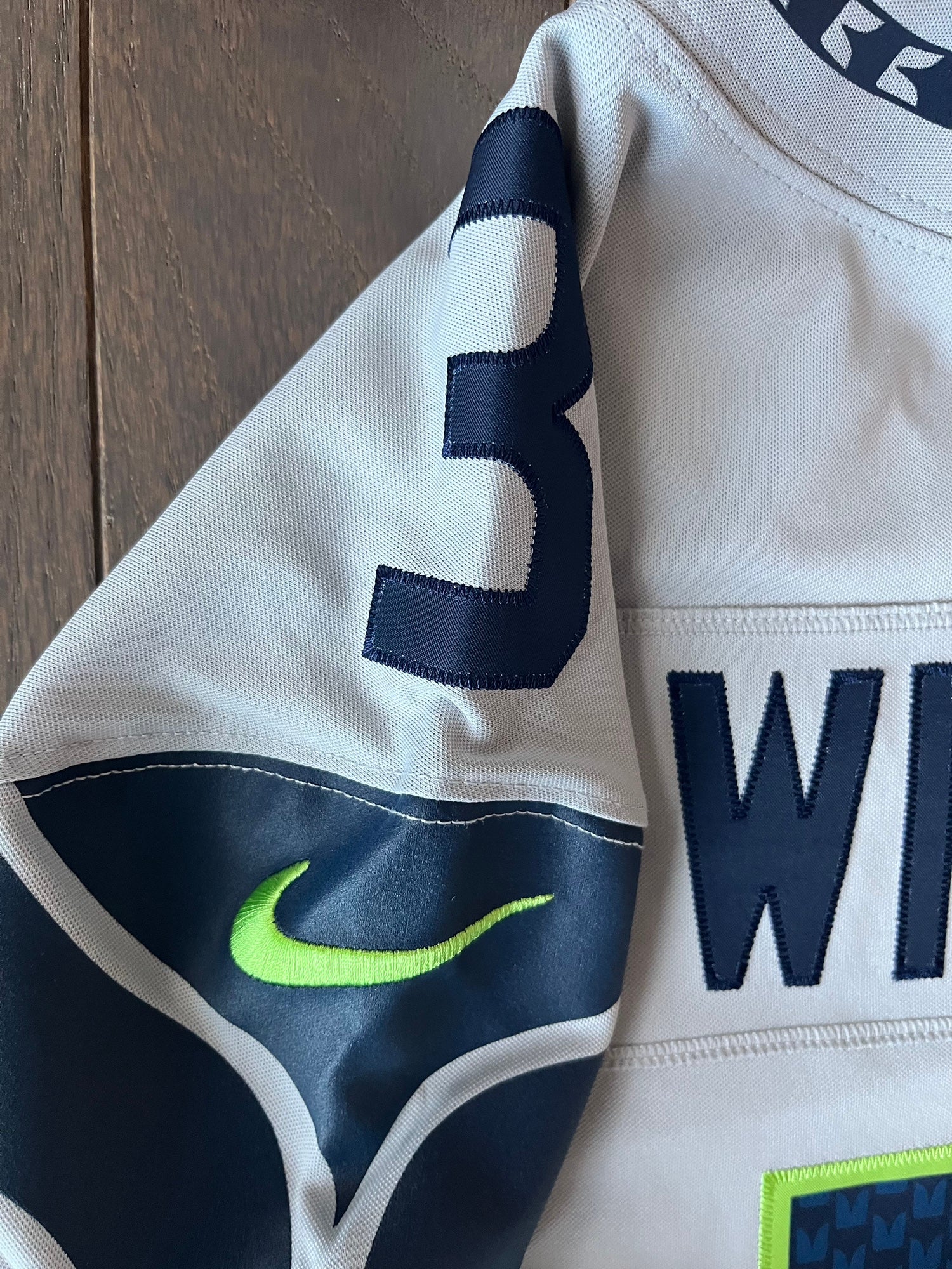 Mens Seattle Seahawks Russell Wilson Nike Gray Alternate Game Jersey