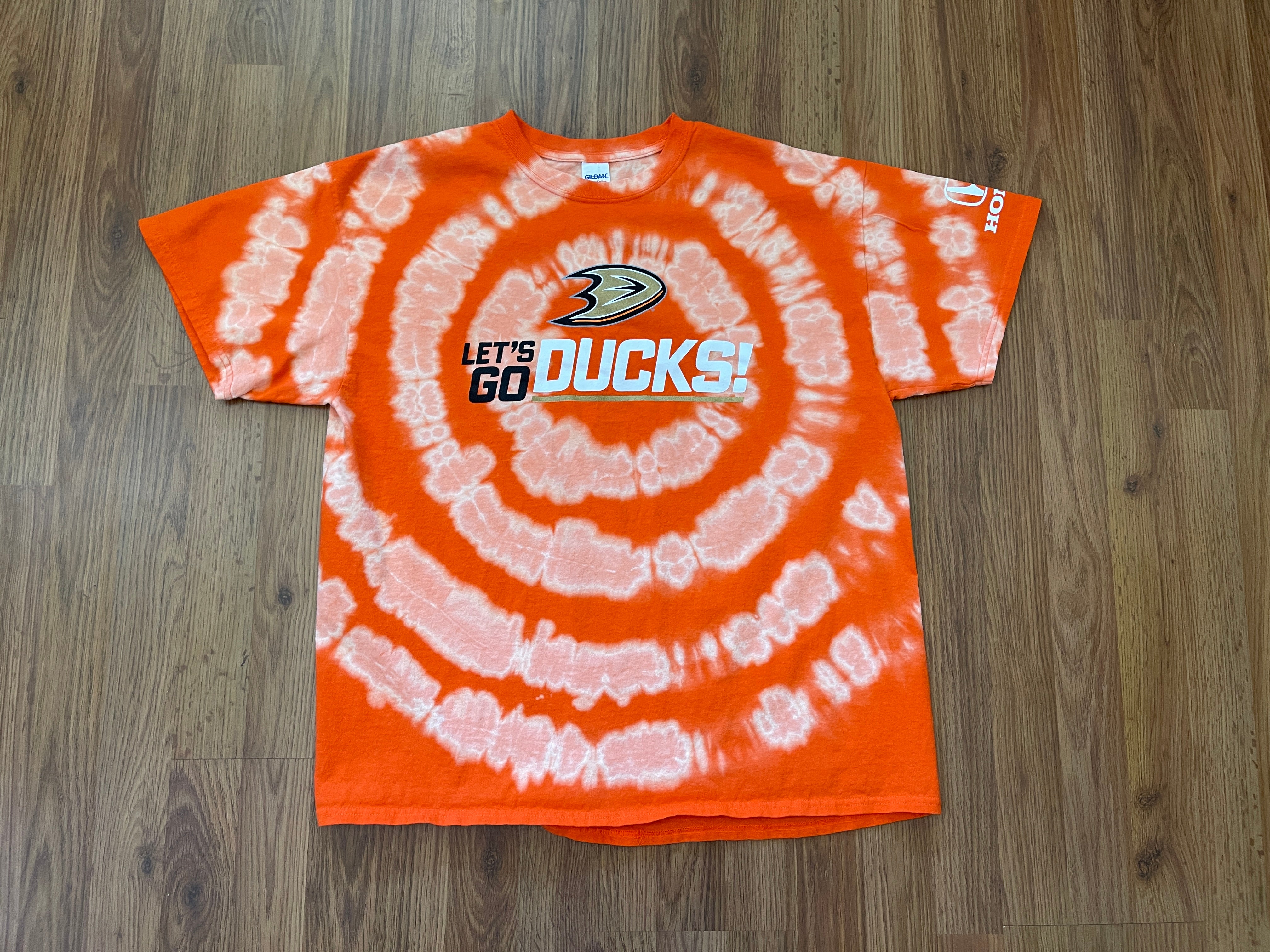 Anaheim Ducks NHL HOCKEY LET'S GO DUCKS REVERSE TIE DYE Size Large SGA T  Shirt!