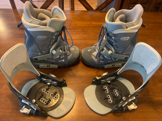 Burton Moto Step On Snowboard Boots With Bindings Size 5.5 Mens (6.5 W)