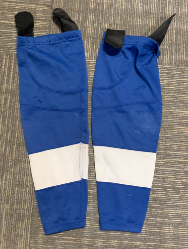 Blue/White 22" Junior Used Medium Socks