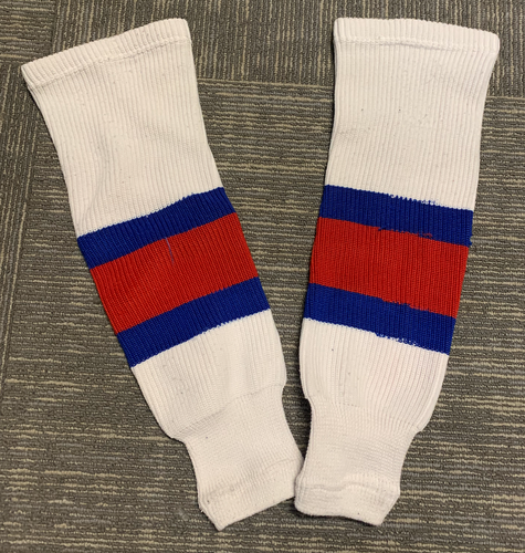 Rangers White 22" Junior Used Medium Knit Socks