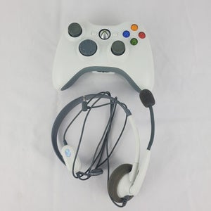Official Microsoft Xbox 360 WHITE Wireless Controller OEM + OEM Headset