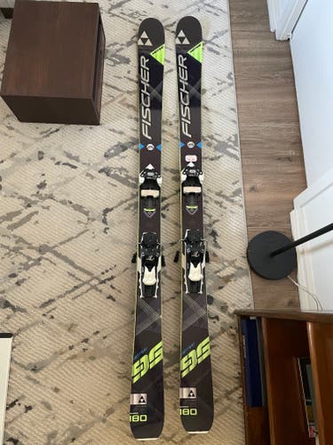 Used Men's Fischer Motive 95 - 180 cm All Mountain Skis With Bindings Max Din 13