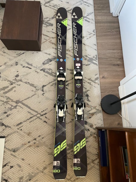 Used Men's Fischer Motive 95 - 180 cm All Mountain Skis With Bindings Max Din 13