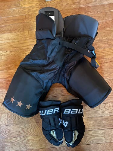 Washington Capitals Reverse Retro Bauer Pro Stock Gloves and Pants
