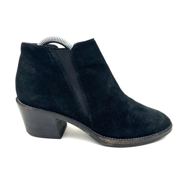 Aquatalia Black Suede Leather Heeled Wedge Chelsea Ankle Boots