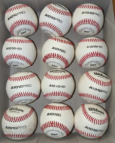 Used Wilson A1010 Baseballs 12 Pack (1 Dozen) (Mixture of A1010 models)