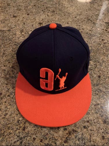 Adrenaline Flat Brim Hat - Orange and Navy, Size 7 1/4 To 7 5/8
