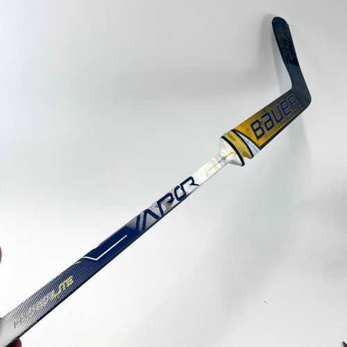 Repaired Regular Blue and Yellow Hyperlite Goalie Stick with Notch | 24" Paddle | #J96