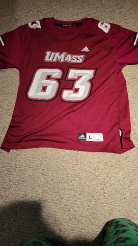Red New Large Men's Adidas UMASS FOOTBALL Jersey