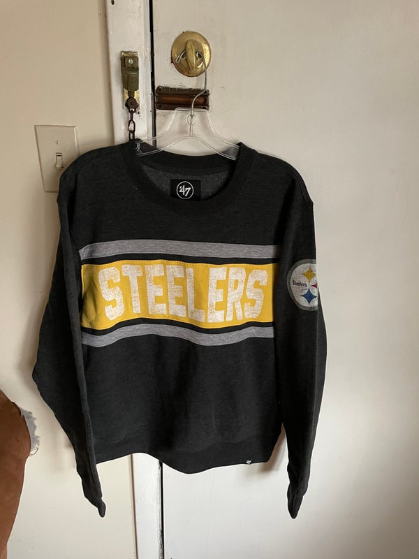 Vintage Steelers Sweatshirt Mens Large Black Pro Sports Pittsburgh Football