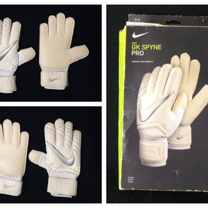 Nike Elite GK Spyne Pro Goalkeeper Gloves White Adult size 8 GS0346-100