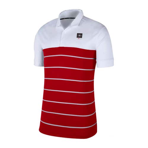new mens S/small nike georgia bulldogs striped polo shirt white/red performance