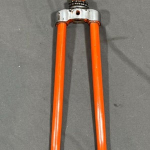 RARE Vintage Lugged Steel QR Road Fork Orange 200mm 1" Threaded Steerer +Cap