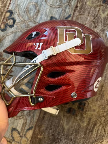 Denver game used worn Warrior helmet