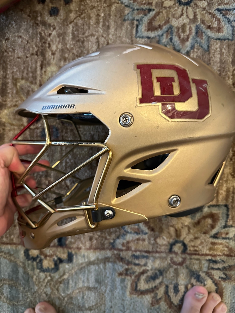 Denver game used worn helmet Warrior