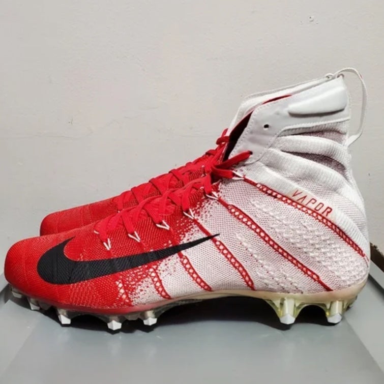 Men Sz 13 - Nike Vapor Untouchable 3 Elite Flyknit Black Red Cleats  AO3006-040