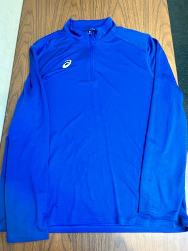 New Mens Asics Circuit 2 1/4 Zip Up Blue -- Adult Large