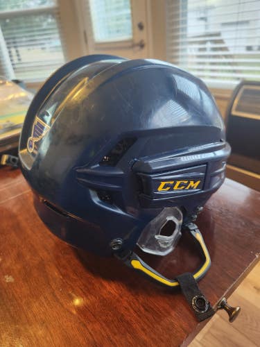 Used Medium CCM Super Tacks X Helmet - Navy with gold lettering (can be changed with kit)