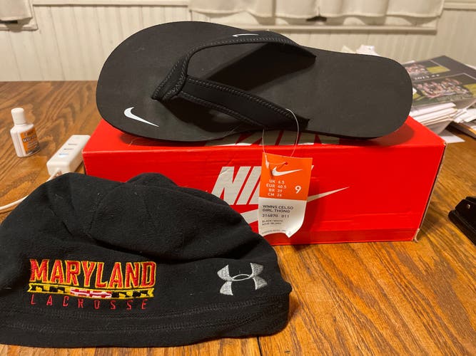 Nike Celsius Womens size 9 slides UA Maryland Wool Skull Cap