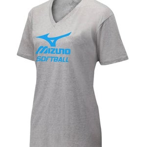 Mizuno Womens V-Neck Softball T-Shirt M L XL Grey