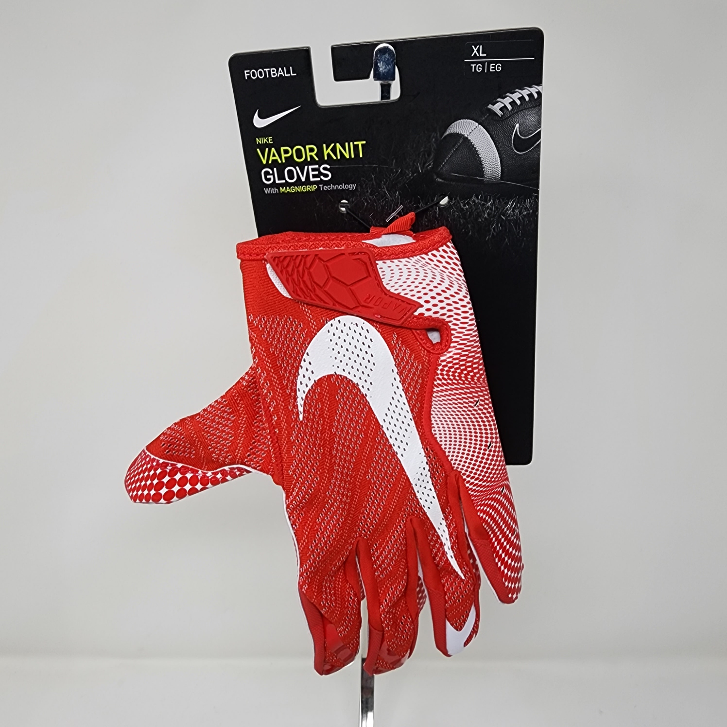 Nike Football Gloves Mens Extra Large Adult Red Vapor Knit Magnigrip Sticky Palm
