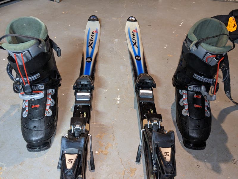 Used Salomon 175 cm X-Free 800 Skis With Bindings and Boots