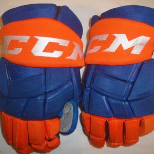 CCM HGQLXP Pro Stock Hockey Gloves 14" Islanders AHL NHL #28 used (9618)