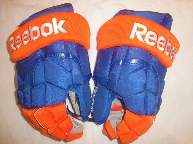 Reebok 11KPXP Pro Stock Custom Hockey Gloves 14" New York Islanders Used (9609)