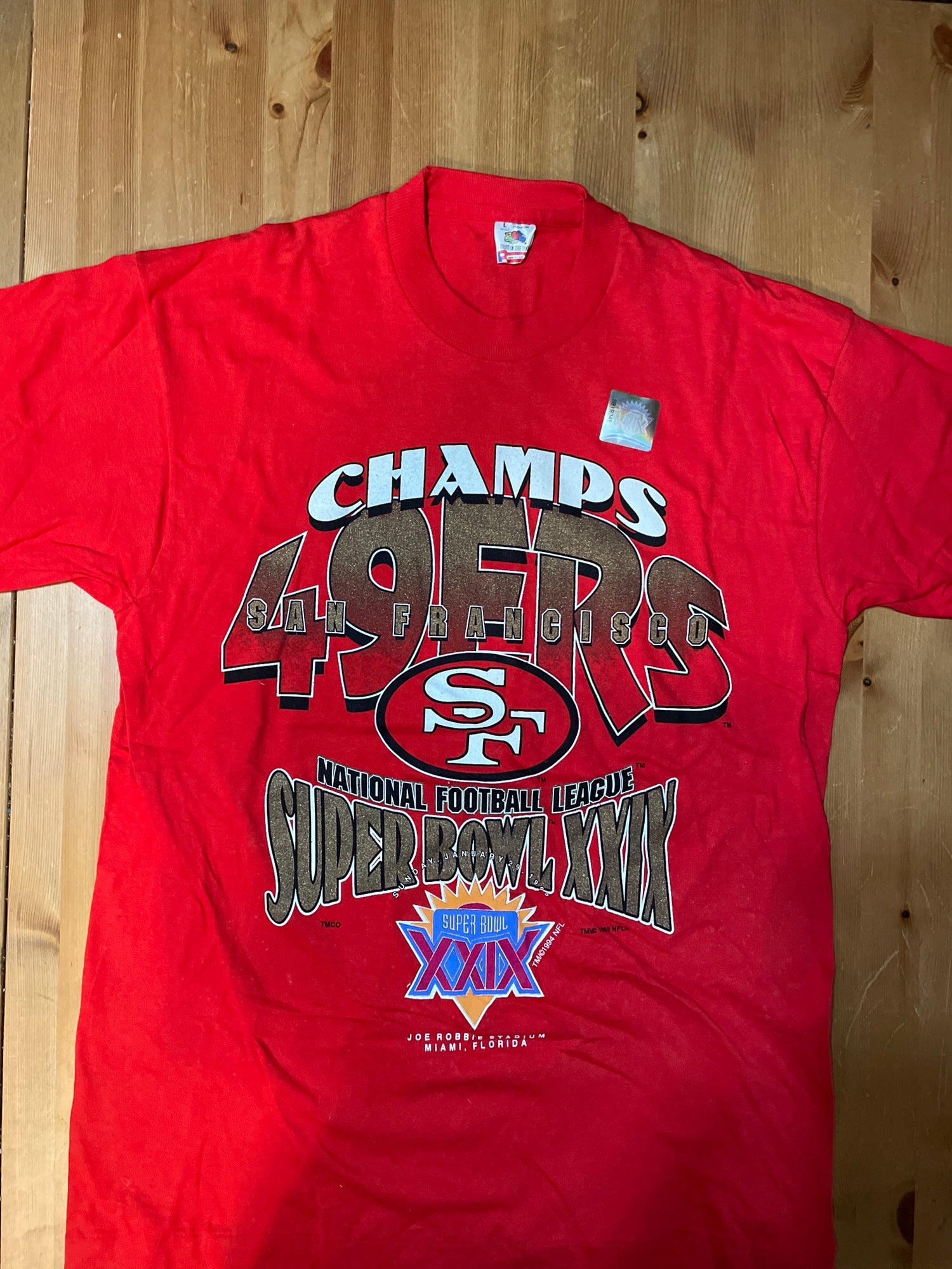 1995 San Francisco 49ers Super Bowl XXIX Champions T-Shirt - Large