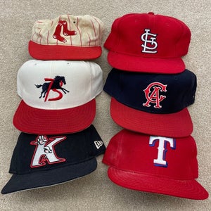 MLB Baseball Hat Lot Group of 6 MiLB Fitted 7 1/2 New Era Flaws Restore Leather