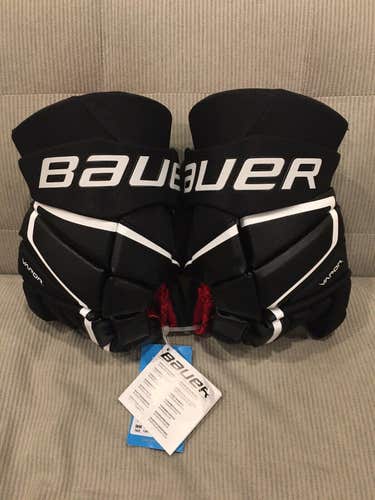 New! Bauer Vapor 3X Hockey Gloves Black Senior Size 14"