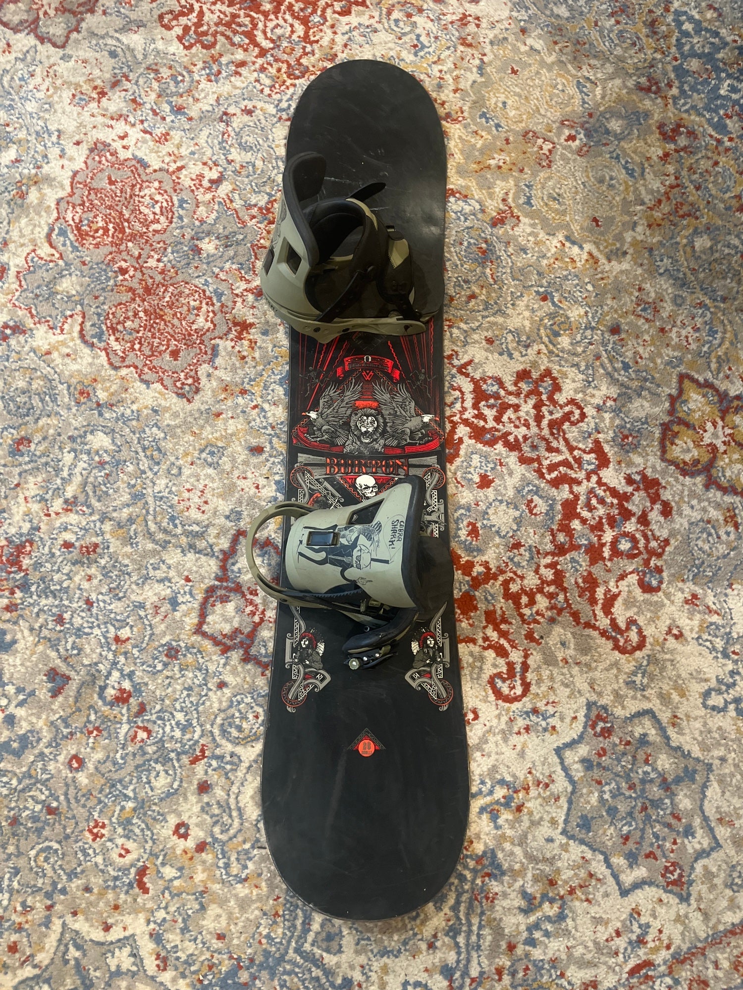 Burton white collection snowboard with bindings
