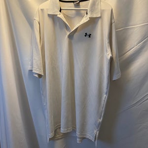 Men's Under Armour Large White Polo Golf Shirt