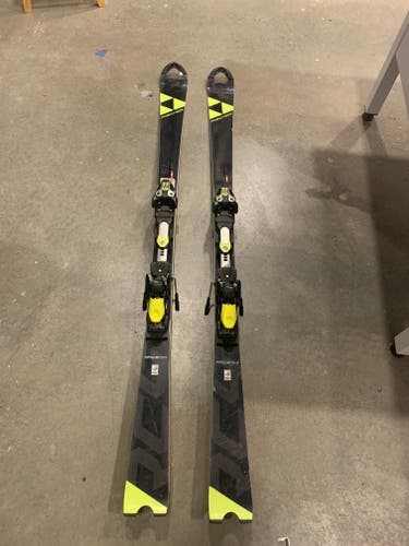 Used Unisex Fischer 165 cm Racing RC4 Race Skis With Bindings Max Din 18