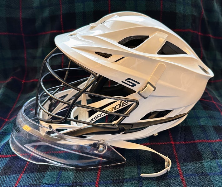 New Goalie Cascade S Helmet with Goalie Throat Guard and Black Face Mask