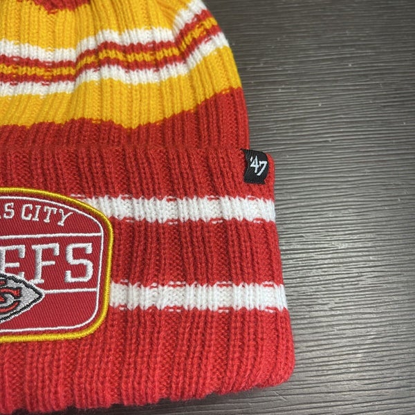 NEW Kansas City Chiefs Knit Beanie Winter Hat Cuff Pom Cap NFL Football Ski