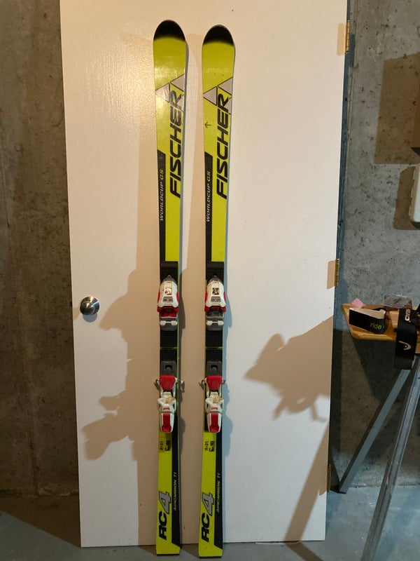 Used Men's Fischer 183 cm Racing RC4 World Cup GS Skis With Bindings