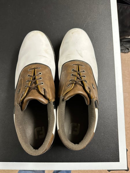 FootJoy FJ Originals Golf Shoes (White/Brown, 14) 
