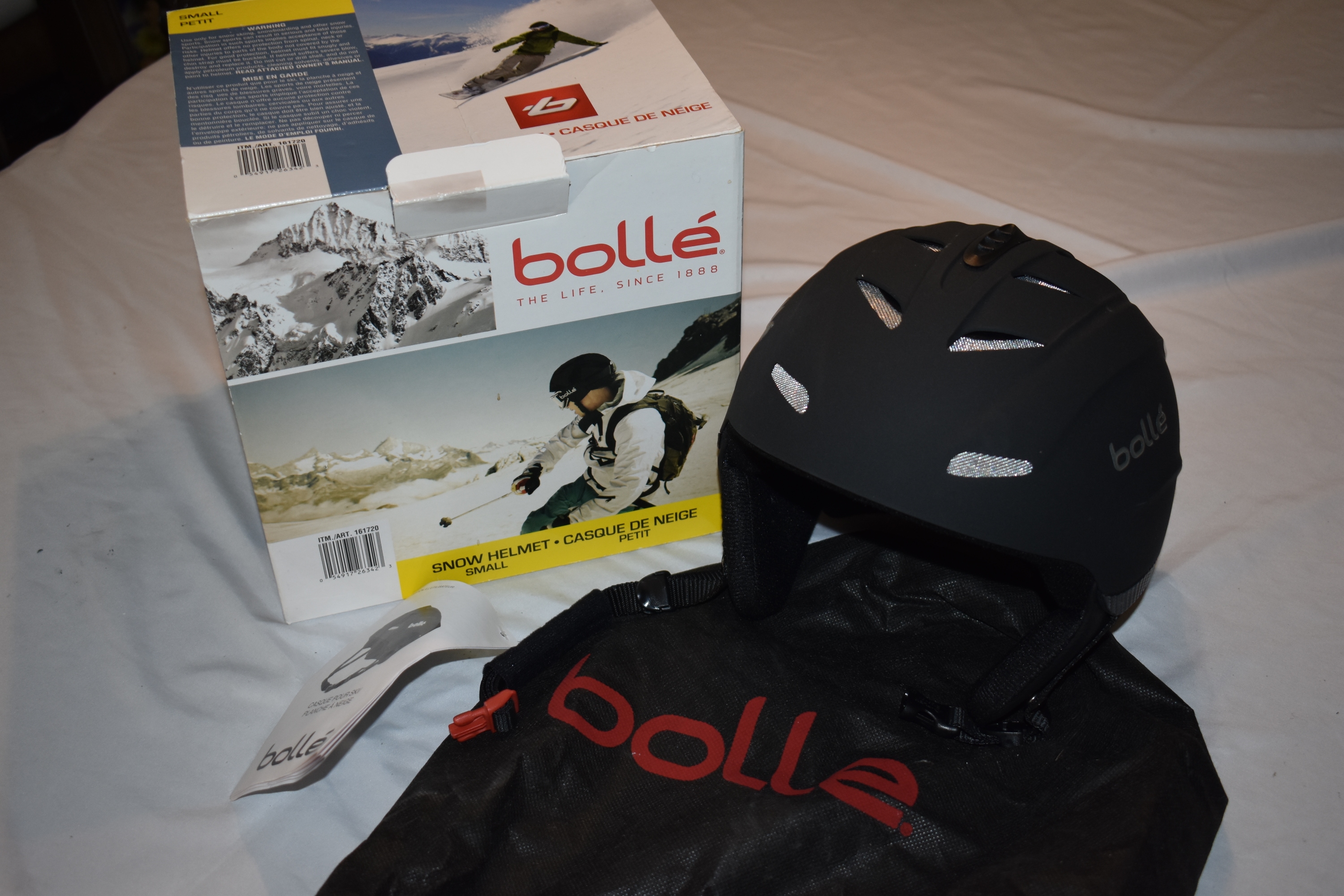 NEW - Bolle Winter Sports Helmet w/ Bag, Black - In Box!