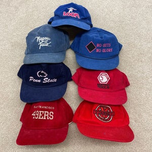 Corduroy Hat Lot Snapbacks Mesh Baseball Cap Vintage 80s 90s Restore Group of 7