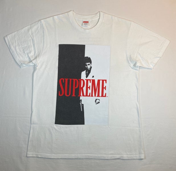 Supreme FW17 Scarface Split Tee Men's Size L White Two Sided Graphic T Shirt
