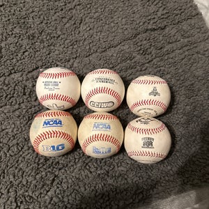 6 game used baseballs