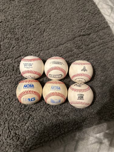 6 game used baseballs