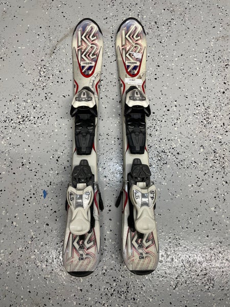 Used Kid's K2 76 cm All Mountain Skis With Bindings Max Din 10