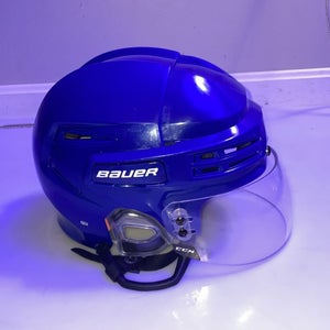 Large Blue Bauer Re-Akt 75 Helmet With Visor