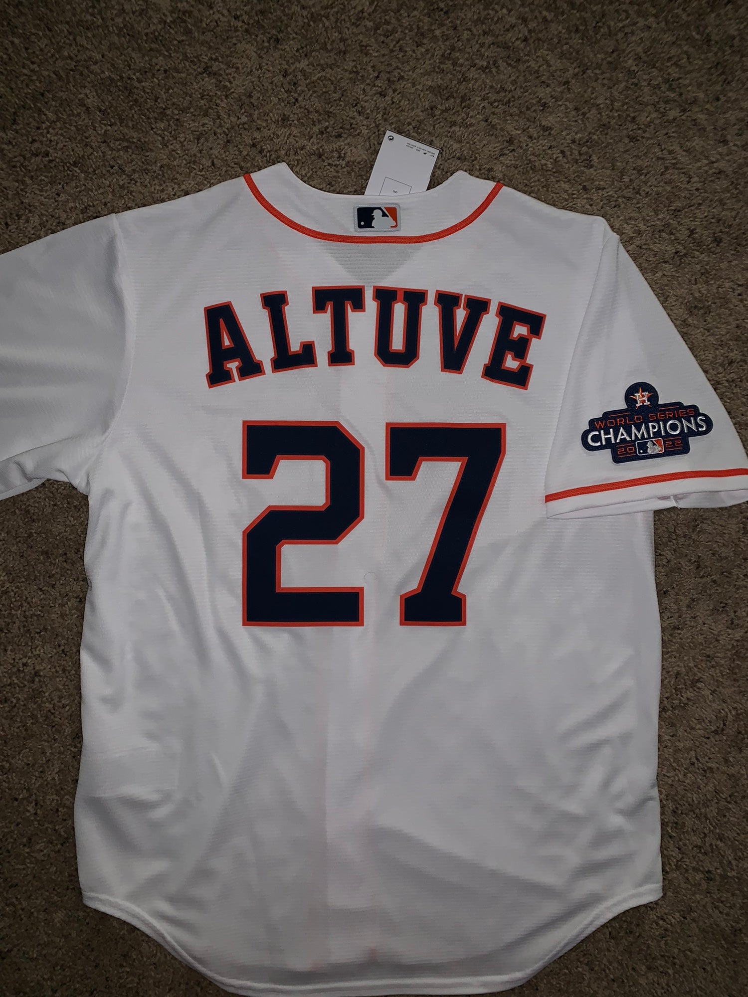 Men Houston Astros #27 Jose Altuve White 2017 World Series